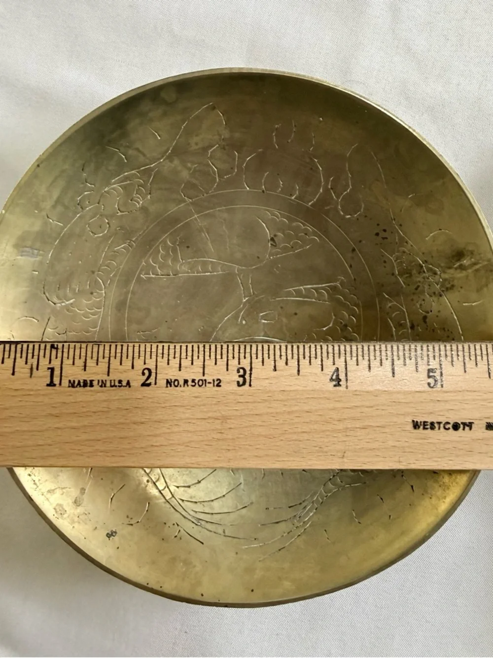 Vintage Chinese Solid Brass Decorative Bowl “ China” Engraved on the Other Side